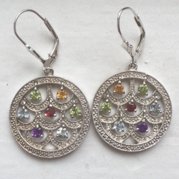 14k gold earrings with gemstones - Picture 2 of 7